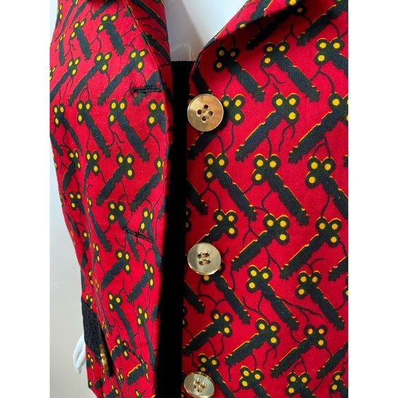 Hester Womens Suit Jacket Blazer Multicolor Geometric Short Sleeve Vintage L New - Picture 6 of 12